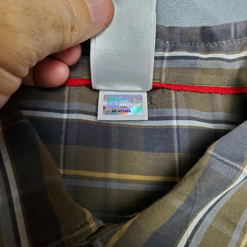 The North Face Button-Up Mens XL Brown Excellent Plaid Hiking Long Sleeve Shirt